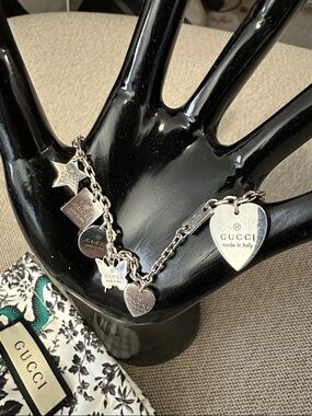 Gucci Trademark Charm Bracelet Sterling Silver